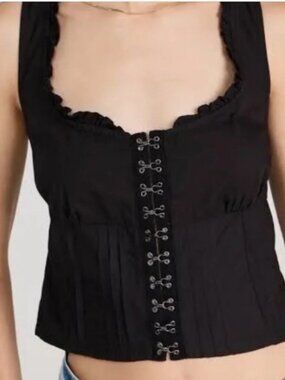 Free People Amelia Corset Crop Top Black L